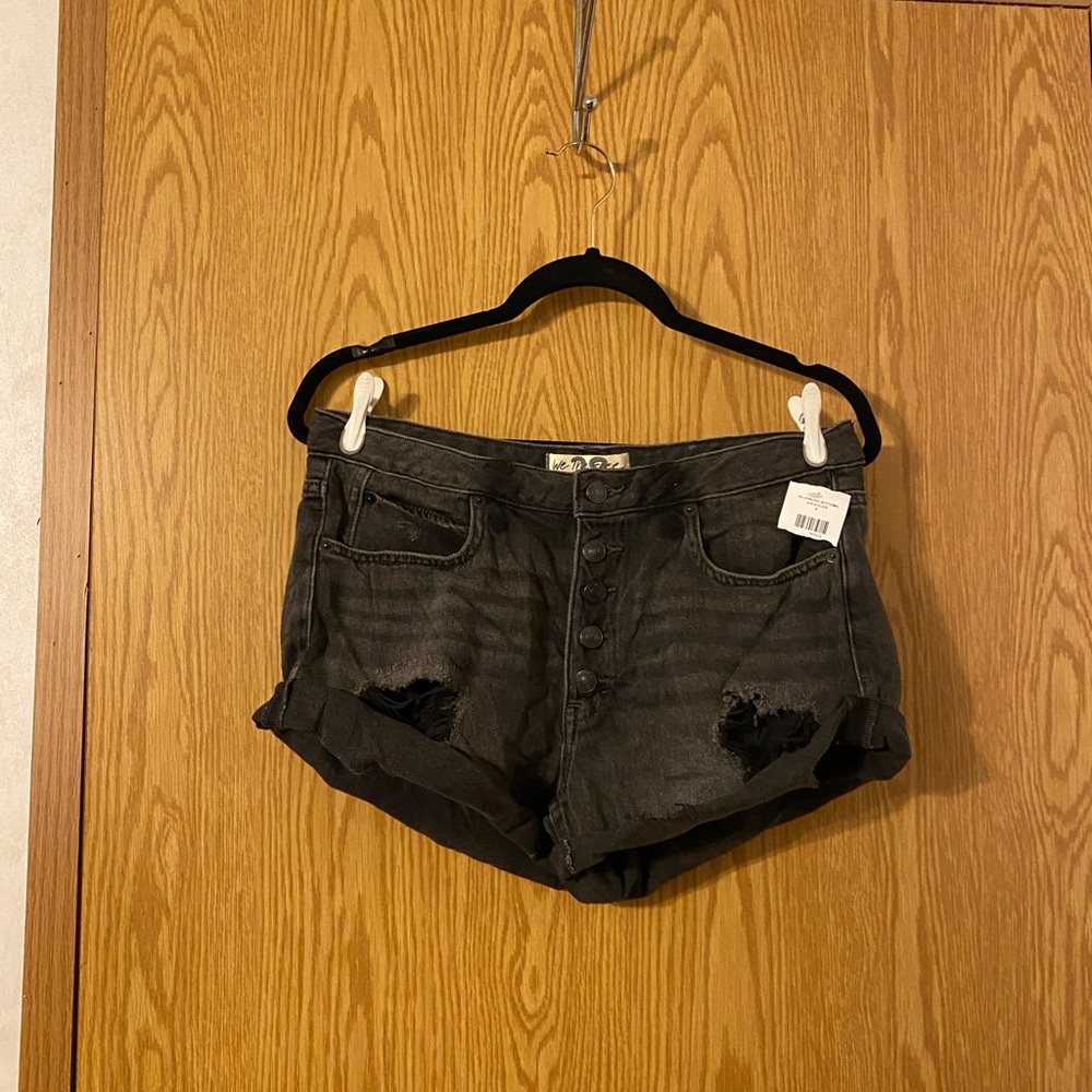 We The Free Black Jean Shorts Distressed Cut-Off